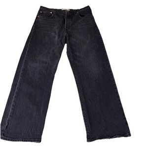 Levis Jeans Womens 31 Washed Black Ribcage Straight Ankle Button Fly Dark Wash